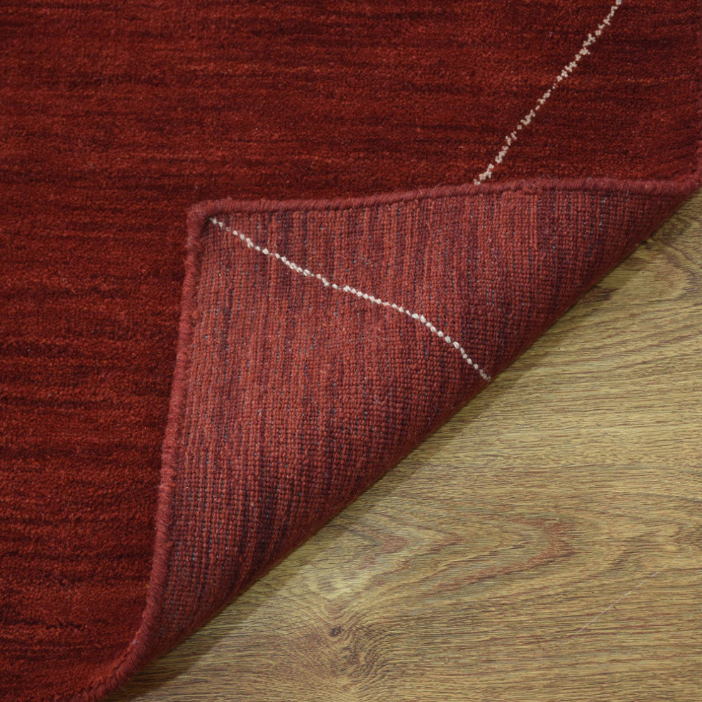 HAND KNOTTED LOOM WOOL ECO-FRIENDLY AREA RUGS - Rectangle, Red Beige, Geometric