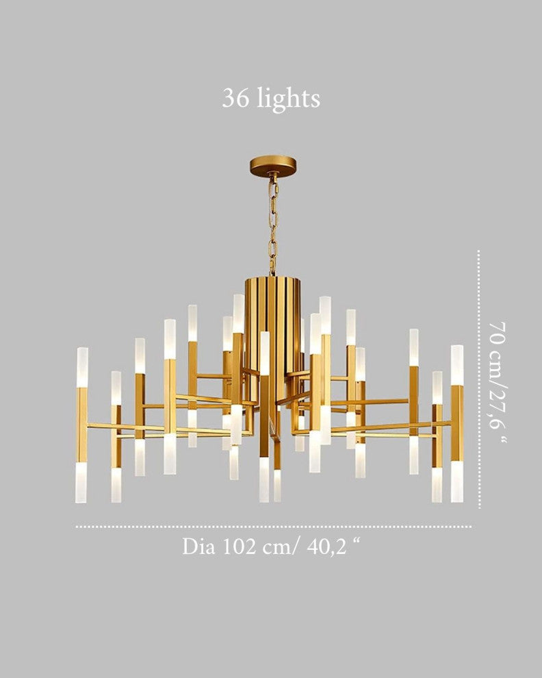 Zelbio | Gold/Black Postmodern LED Chandelier for Living Room, Gold, 36 Lights - Dia102.1xh70.1cm / Dia40.2xh27.6"