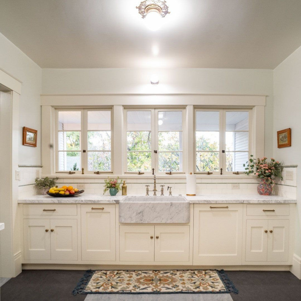 Single Bowl Kitchen Sink, Carrara White Marble With Polished Apron