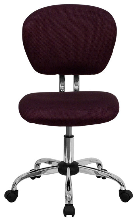 Mid-Back Mesh Swivel Task Chair with Chrome Base, Burgundy