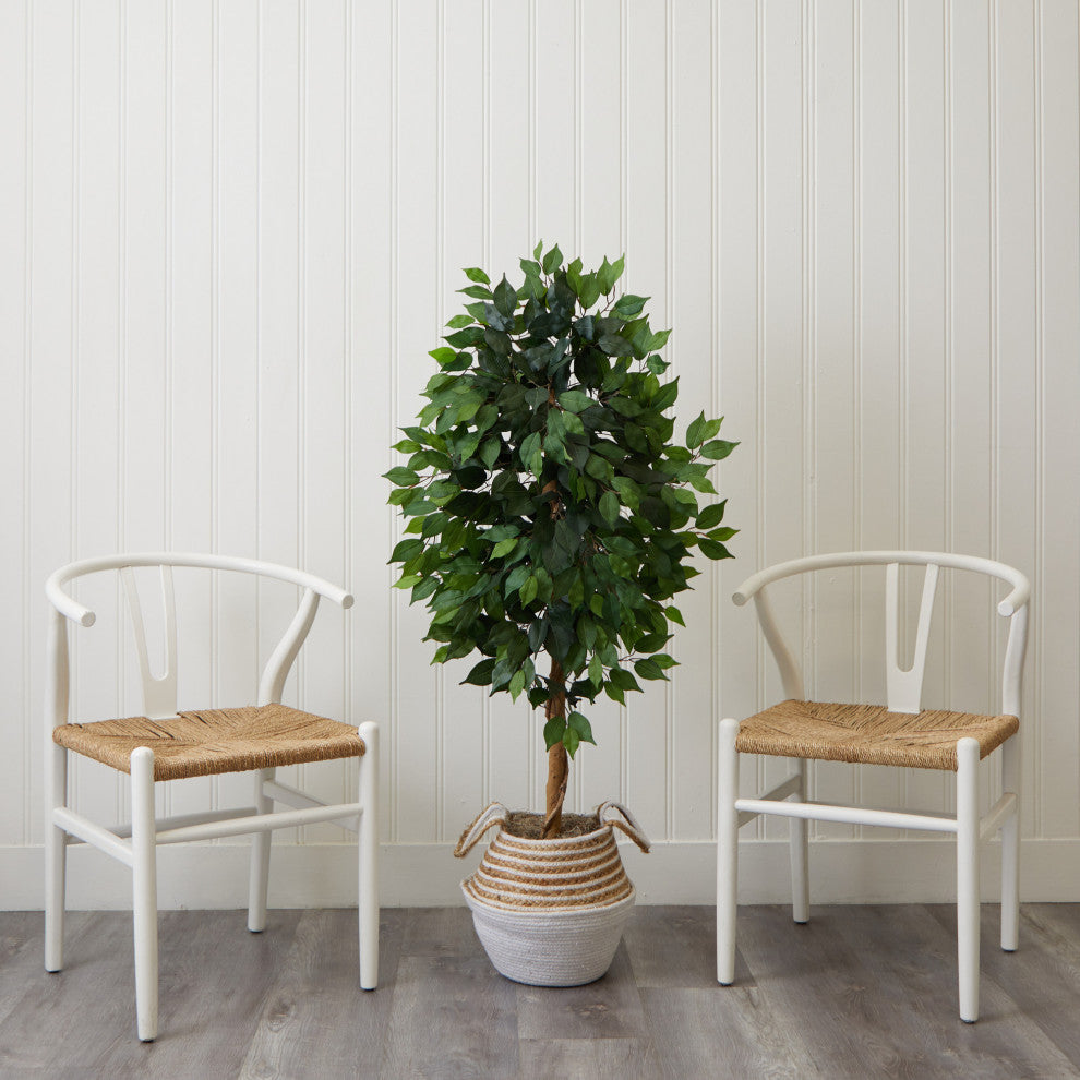 Lifestyle image: product placed in a real room environment with chairs; no overlays; full product visible.