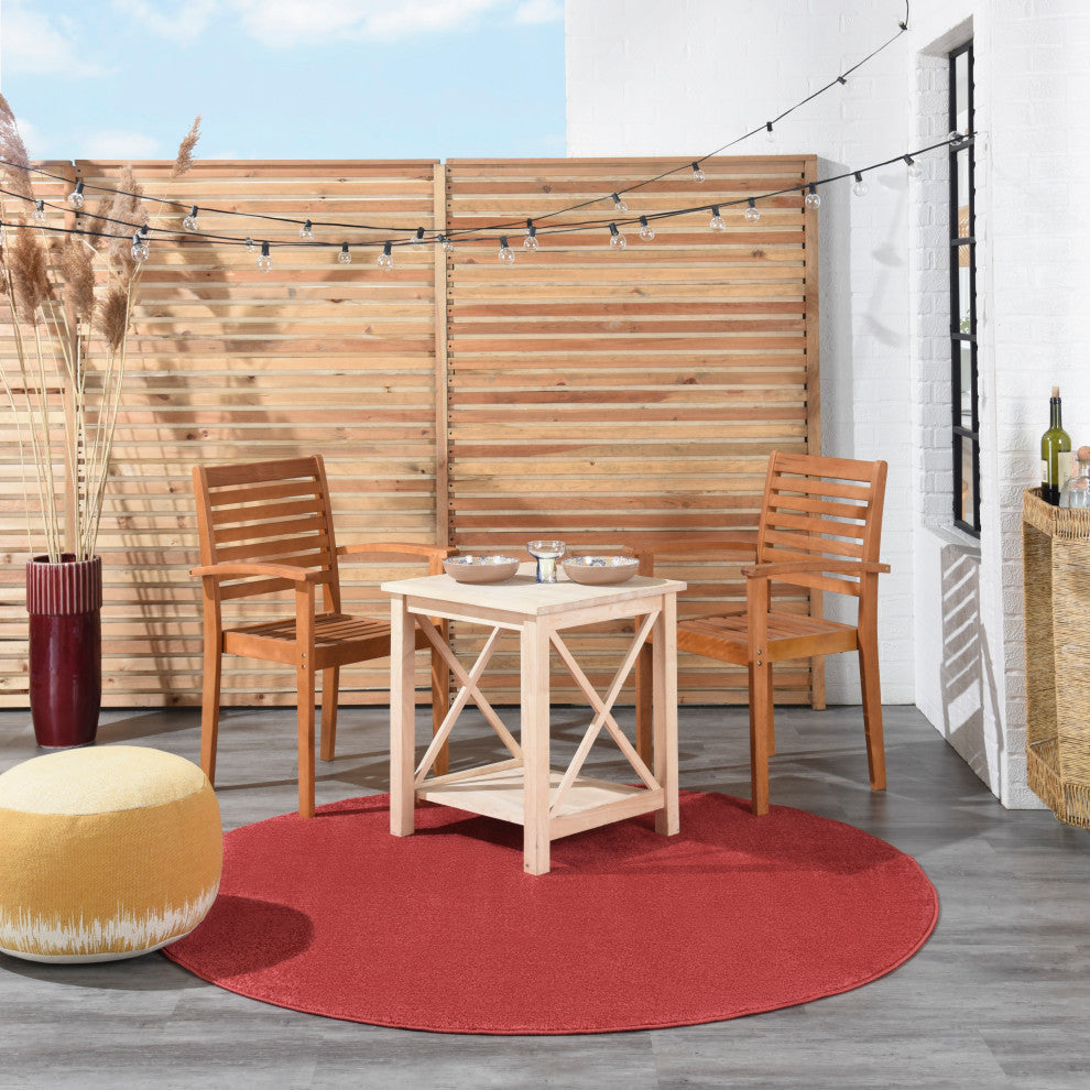 Nourison Essentials 6' x Round Brick Red Outdoor Area Rug
