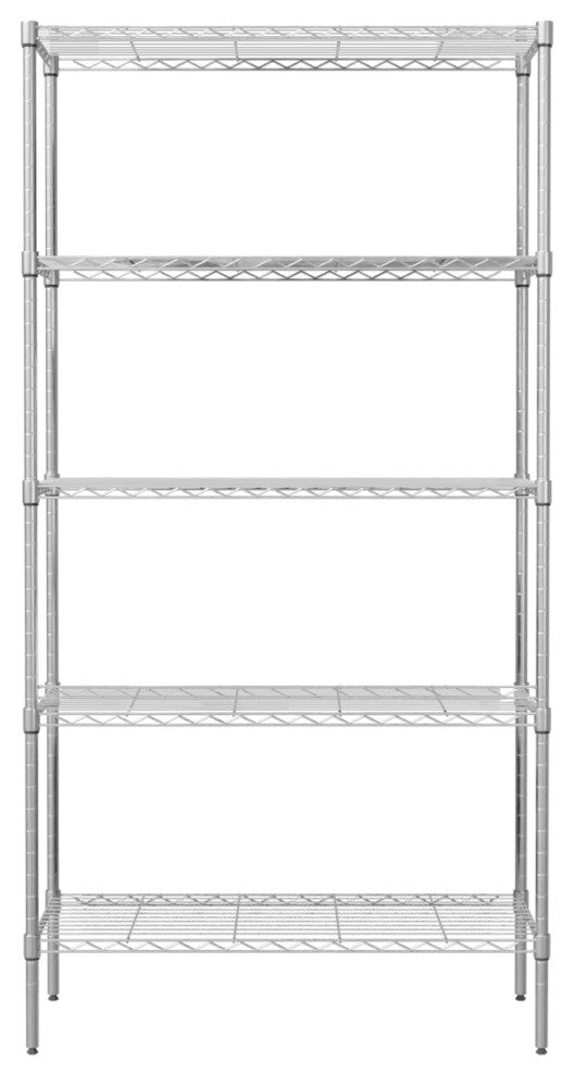 Furniture of America 5-Tier NSF Adjustable Steel Heavy Duty Wire Shelving Rack, Chrome