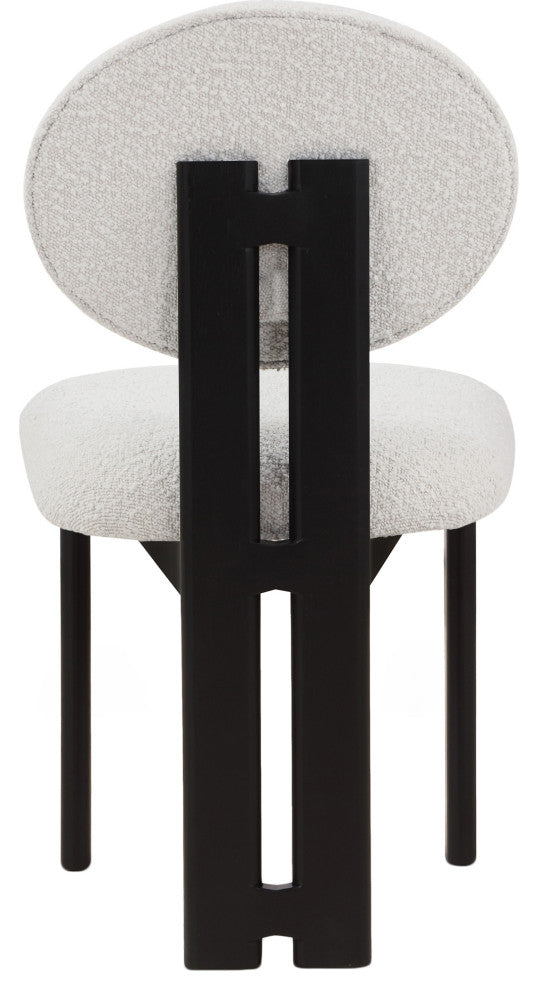 Napa Boucle Fabric Dining Chair, Set of 2, Cream, Black Finish