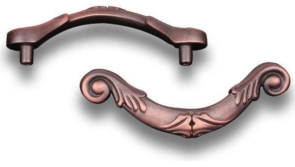 Distressed Copper RKI Ornate Curved Drop Pull, RKICP803DC
