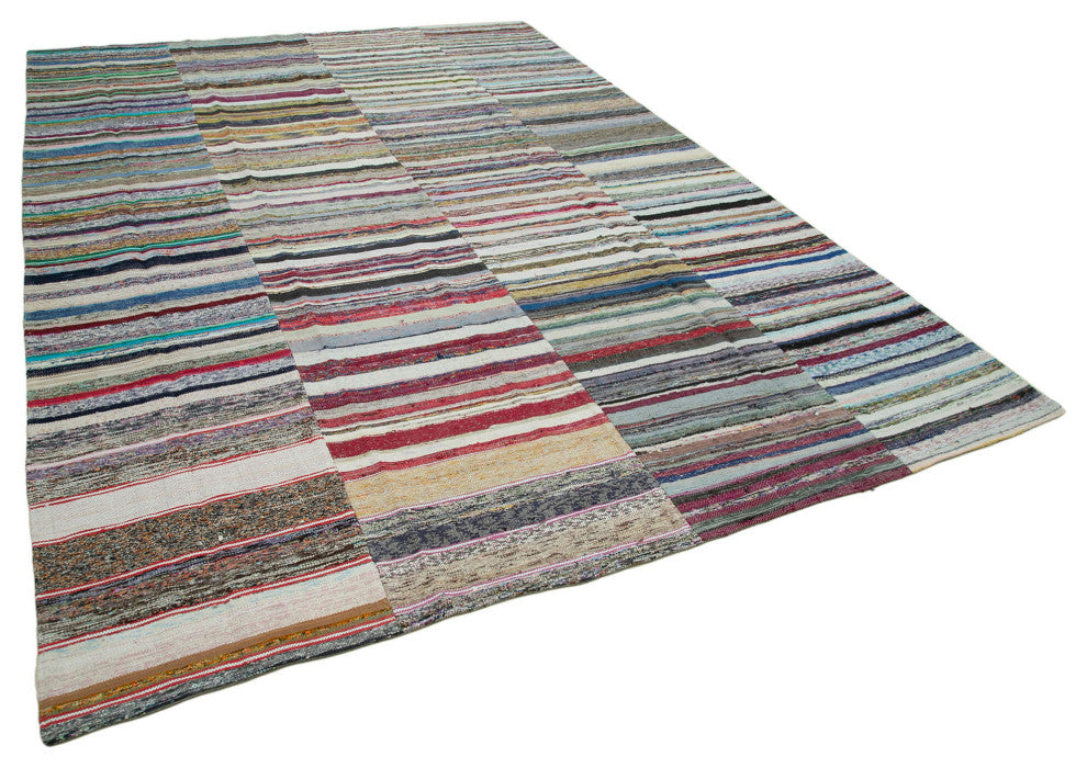 Rug N Carpet - Handmade Oriental 8' 7'' x 12' 2'' Unique Patchwork Kilim Rug