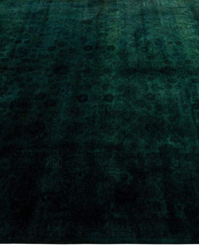 Overdyed One-of-a-Kind Hand-Knotted Area Rug Green, 6' 1" x 8' 10"