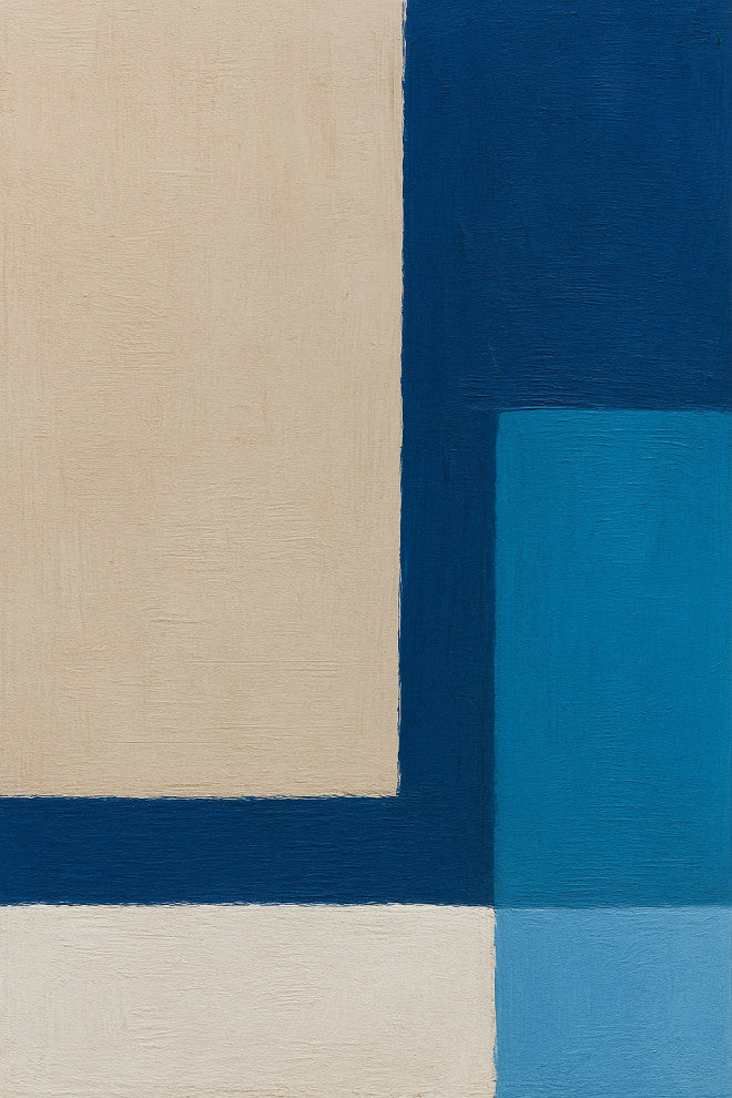 Modern Blue Blocks "“ Hand-Painted Geometric Painting Art