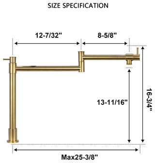 Copper Pot Filler Kitchen Faucet Deck-Mounted, Brushed Gold