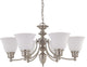 Empire 6 Light - 26" Chandelier With Frosted White Glass