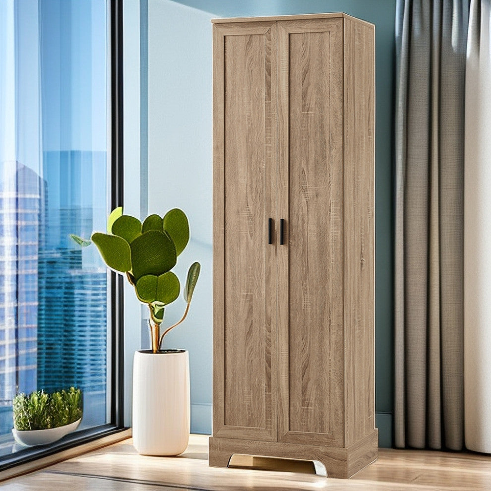 Brown Storage Cabinet With 2-Doors and Adjustable Shelf