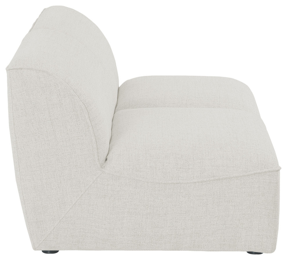 Miramar Linen Textured Fabric Upholstered 2-Piece Modular Sofa, Cream
