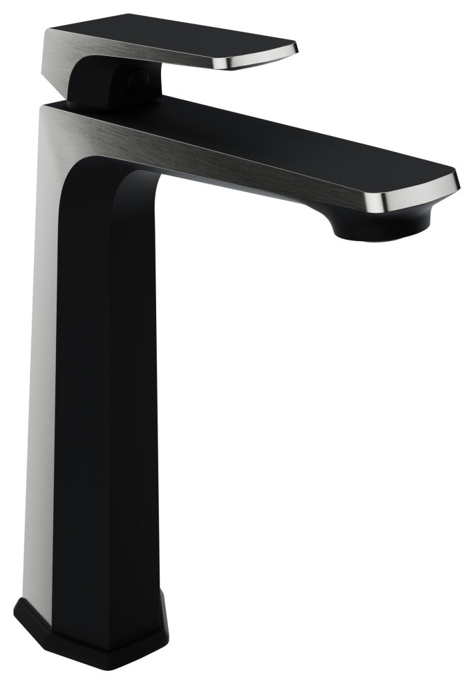 1-Handle Bathroom Vessel Sink Faucet, Matte Black and Brushed Nickel