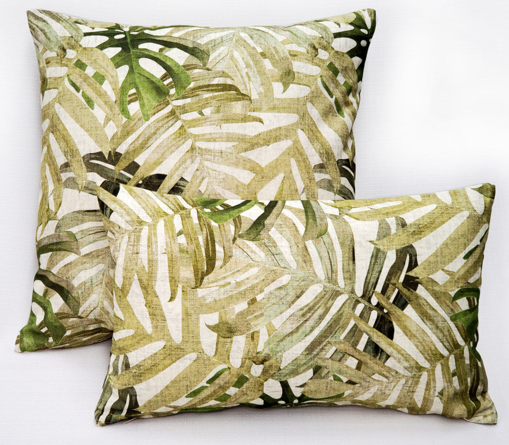 Pattaya Green Palm Throw Pillow 12x20, with Polyfill Insert