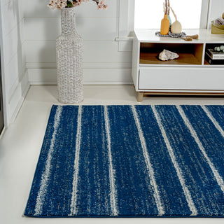 Williamsburg Minimalist Stripe Rug, Navy/Cream, 4 Ft. X 6 Ft.