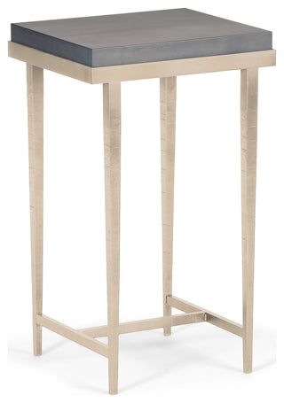 Wick Side Table, Soft Gold Finish, Maple Grey Accents