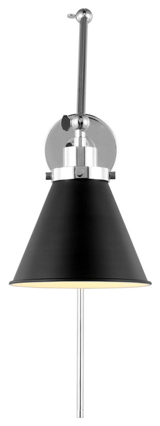Wellfleet Double Arm Cone Task Sconce, Midnight Black and Polished Nickel