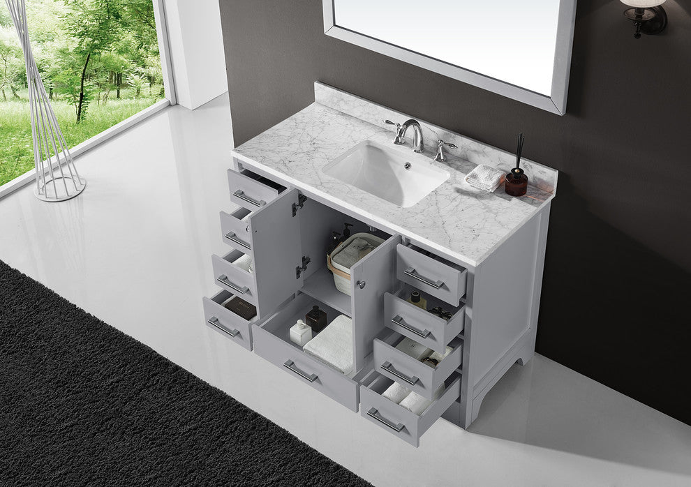 48" Single Sink Bathroom Vanity With Carrara Marble Top