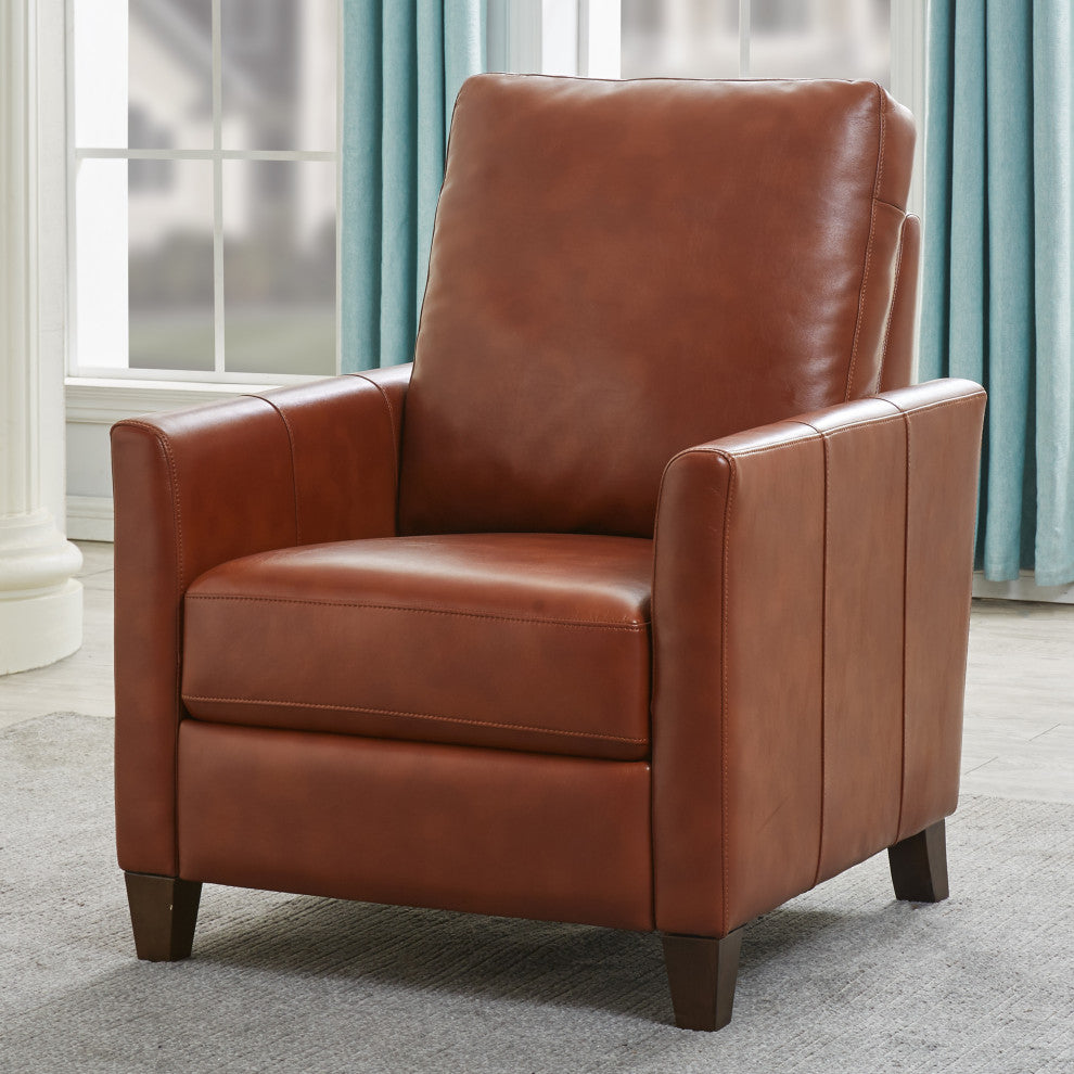 Penny Caramel Faux Leather Modern Recliner