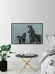 "Black Horses" Floater Framed Painting Print on Canvas, 60"x40"