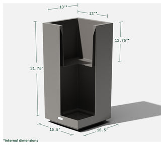 Veradek Block Series Pedestal Planter, Grey, Tall