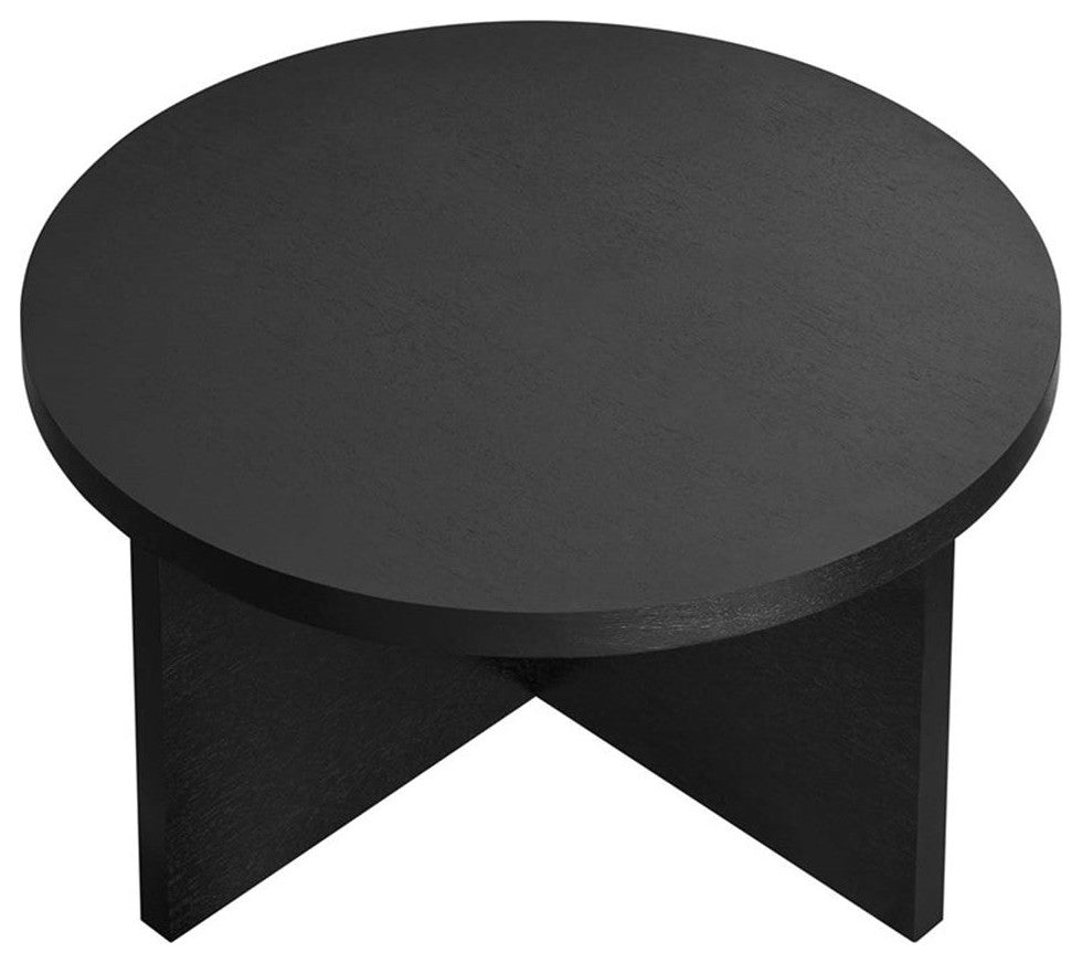 Modway Silas Round Modern Wood Coffee Table with X-Shaped Base in Black