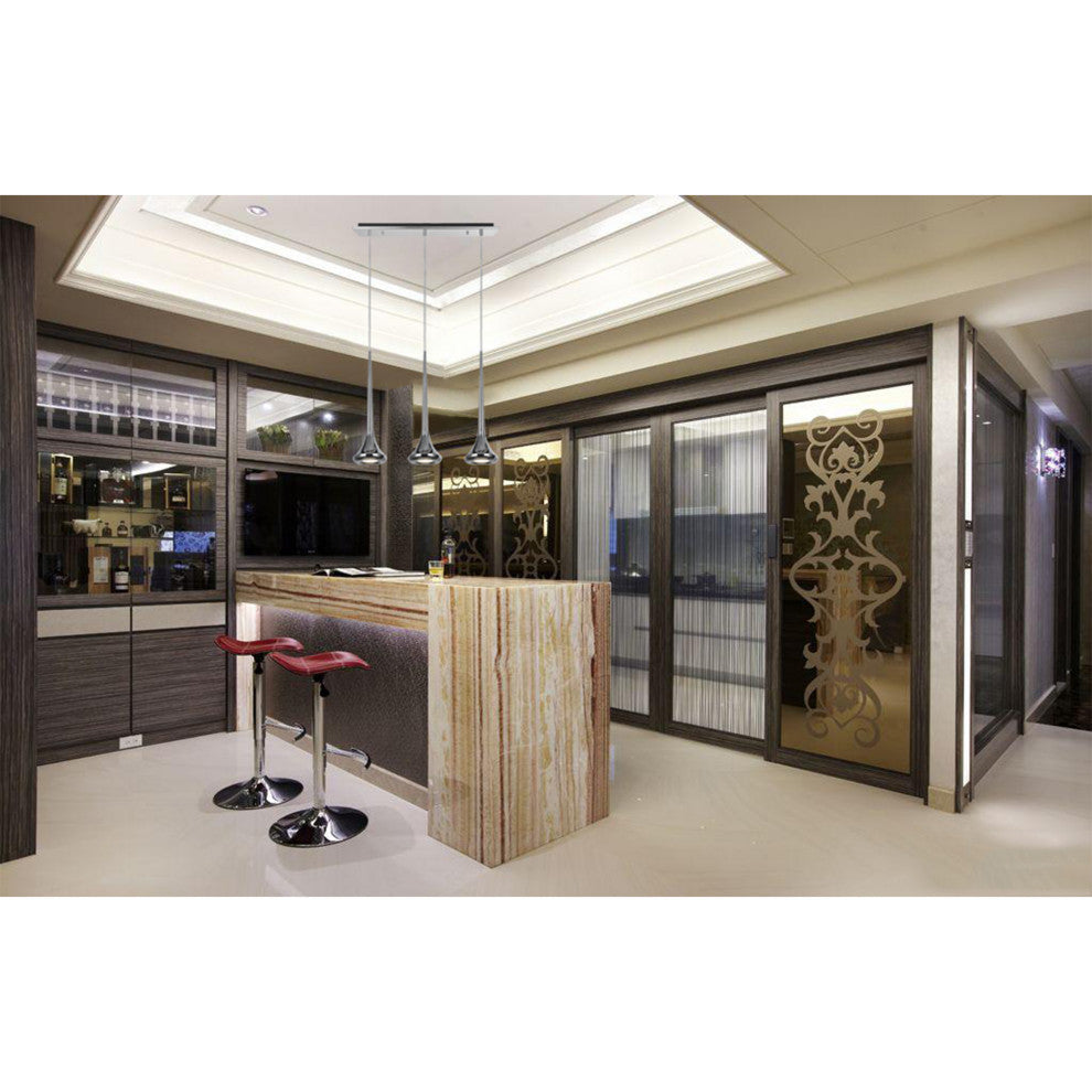 61035 Adjustable LED 3-Light Hanging Pendant Ceiling Light, Chrome