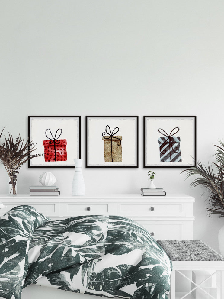 Christmas Presents Triptych, 3-Piece Set, 18x18