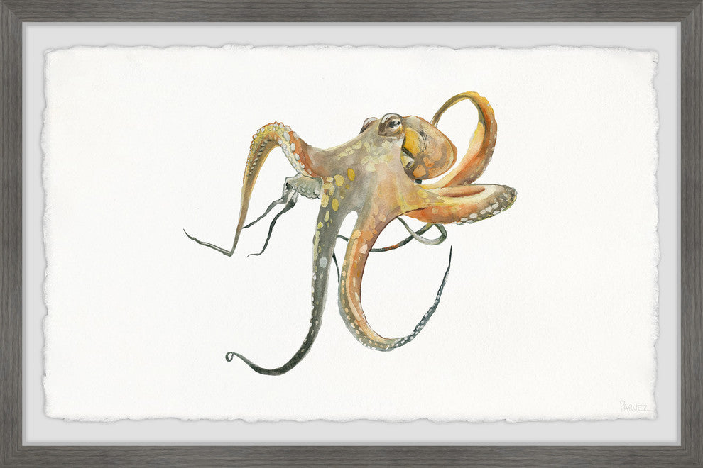"Lazy Octopus" Framed Painting Print, 12"x8"