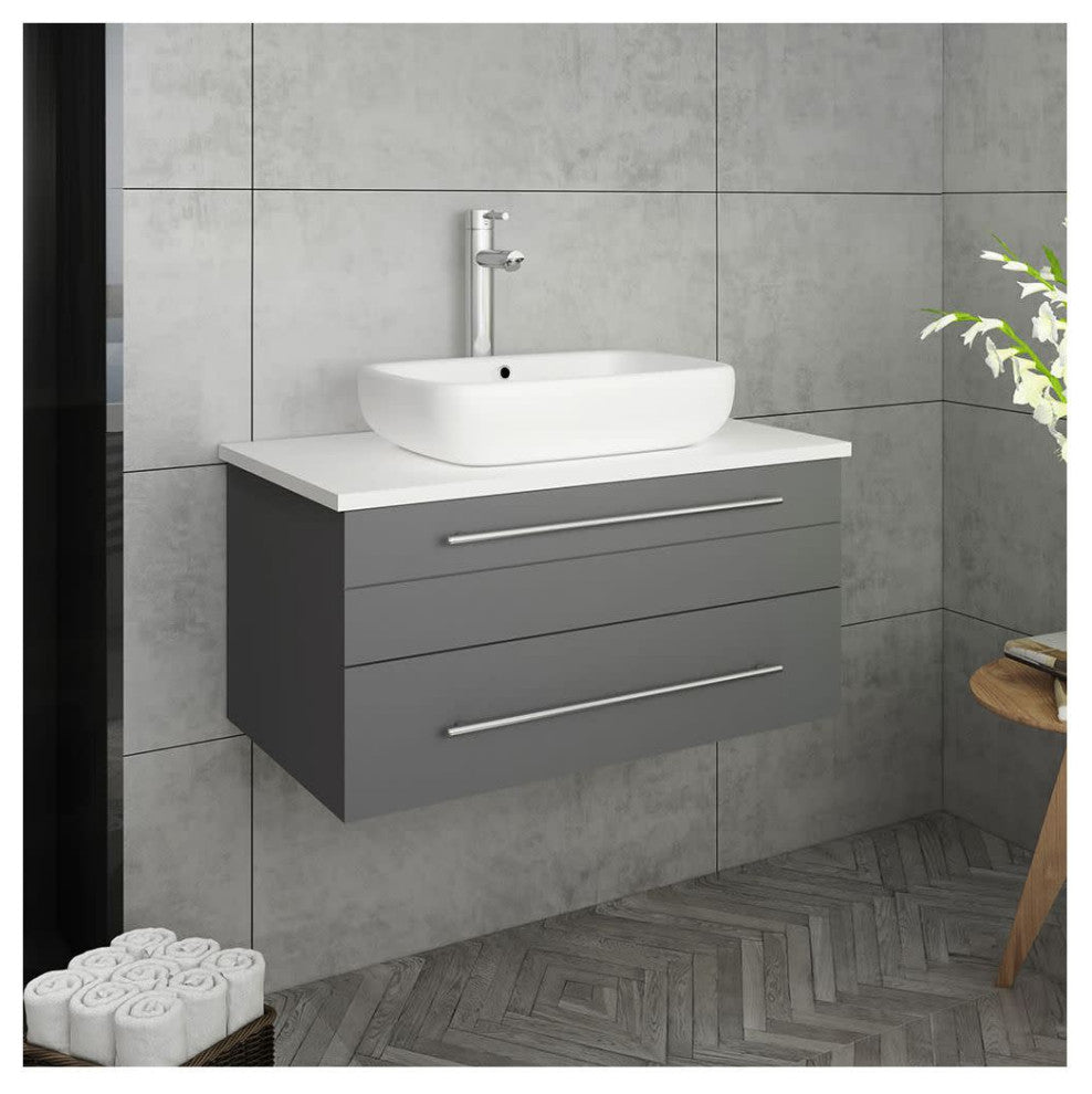 Fresca FCB6130-VSL-V Lucera 30" Wall Mounted Single Basin Vanity - Royal Blue