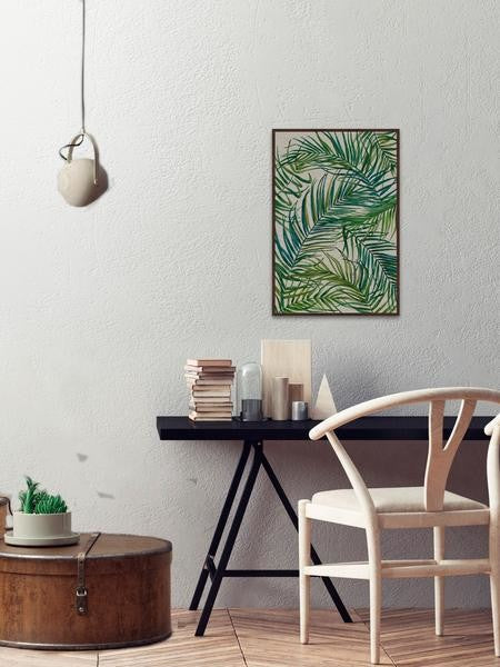 "Swirling Palms" Floater Framed Painting Print on Canvas, 20"x30"