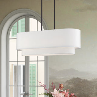 Manorwood 3-Light Bronze Medium Linear Chandelier with Hand Crafted Shades