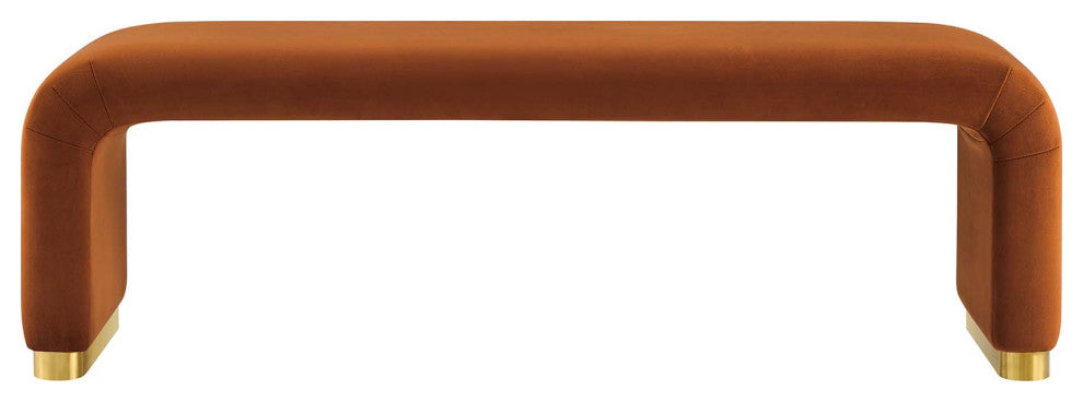Koda Performance Velvet Waterfall Long Bench - Brass Rust