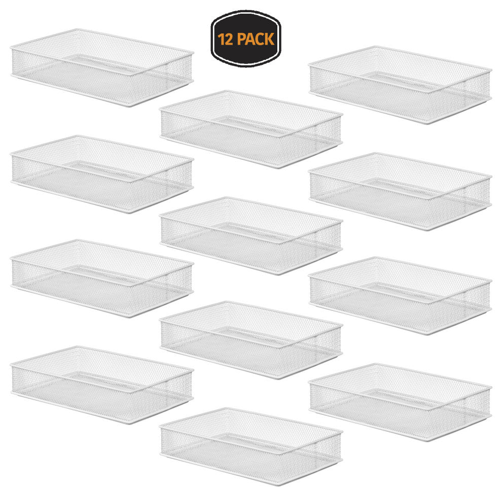 White Mesh Organizer Bins Organizer Basket, 2523-26-27-28, 6x9x2, 12