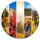 Autumn In Sierra Nevade Collage, Landscape Round Wall Art, 23"