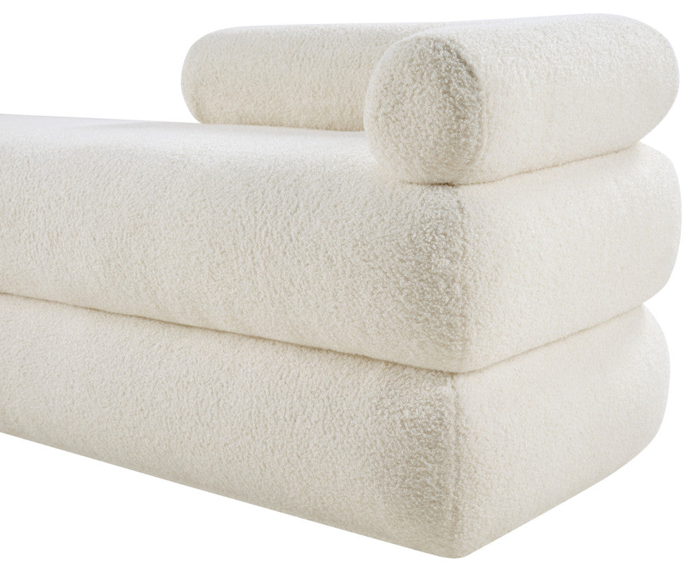 Kennedy Upholstered Bench, Cream, Teddy Fabric