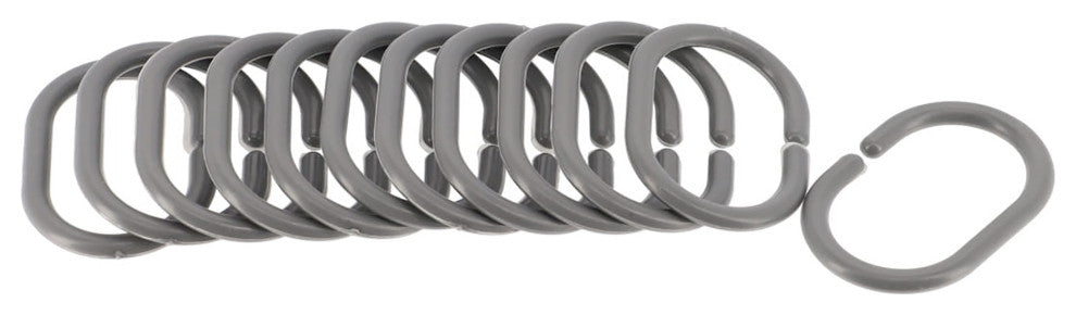 Shower Curtain Rings Plastic Hooks Solid or Clear Colors Set of 12, Solid Pearly Gray