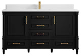 Aberdeen 60 Single Bathroom Vanity in Black 1.5" White Quartz
