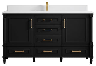 Aberdeen 60 Single Bathroom Vanity in Black 1.5" White Quartz