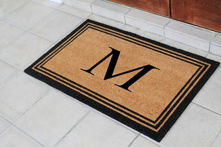 A1HC Black/Beige Coir Monogrammed Doormat 24"x39" , M