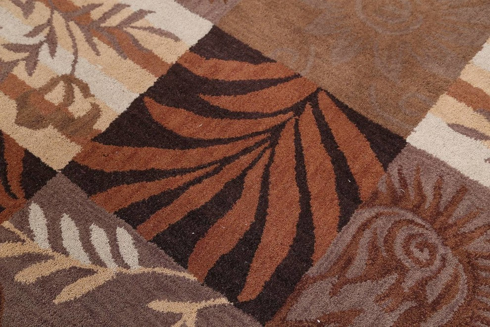 Patchwork Hand-tufted Agra Oushak Oriental Area Rug, 5x8'