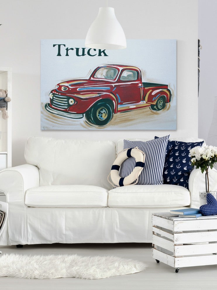 Marmont Hill, "Red Truck" by Reesa Qualia Painting on Wrapped Canvas, 36x24