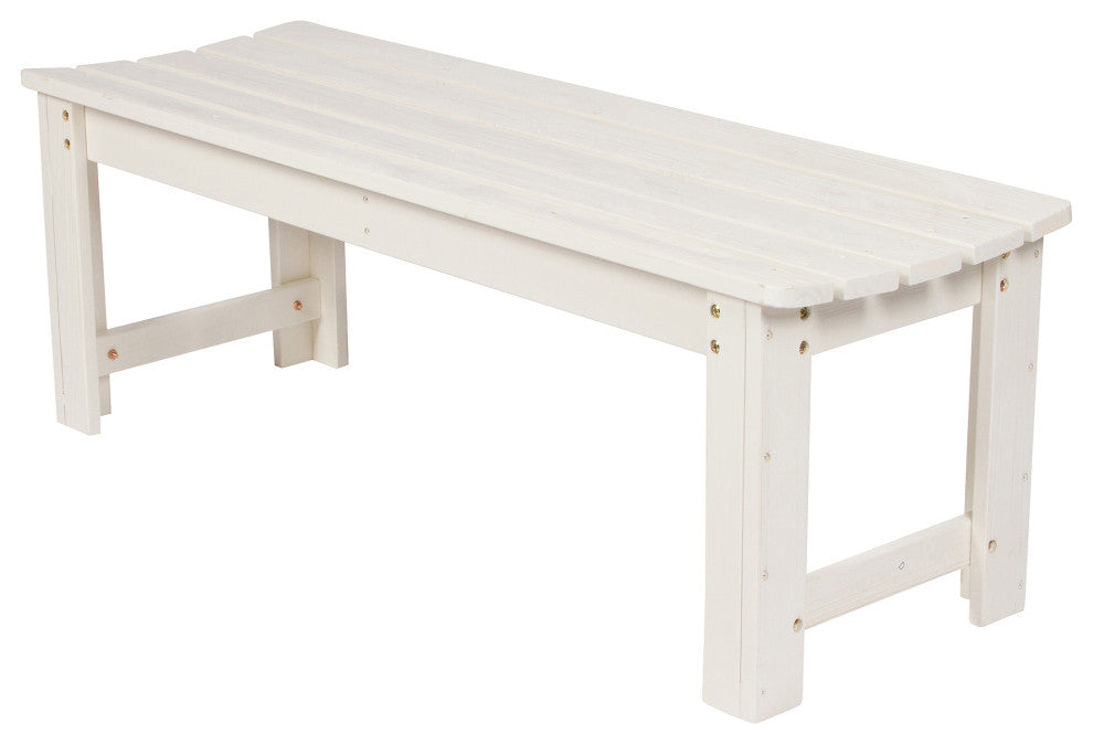 Shine Company 4' Backless Garden Bench With HYDRO-TEX, Eggshell White