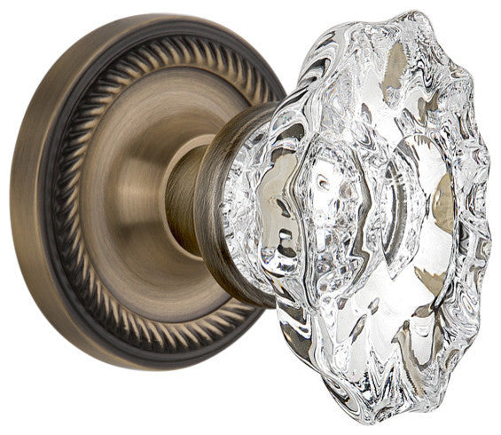 Rope Rosette Passage Chateau Door Knob, Antique Brass