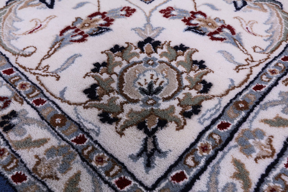 9' 1" X 12' 3" Persian Nain Hand-Knotted Wool and Silk Rug Q11612