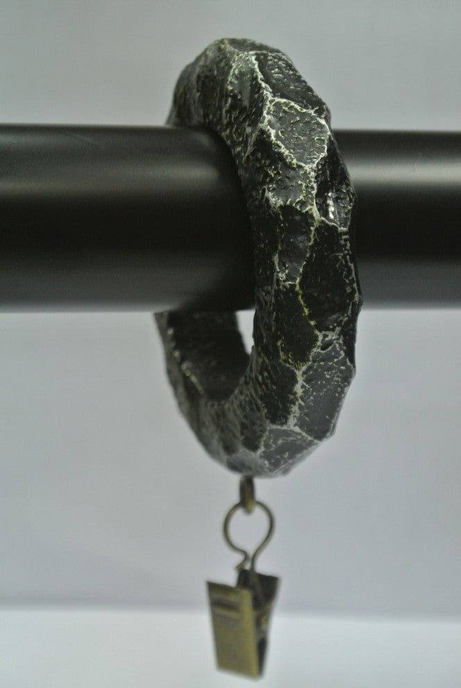 1 3/4" Hammered Designer Curtain Rings, Antique Silver, Set of 7