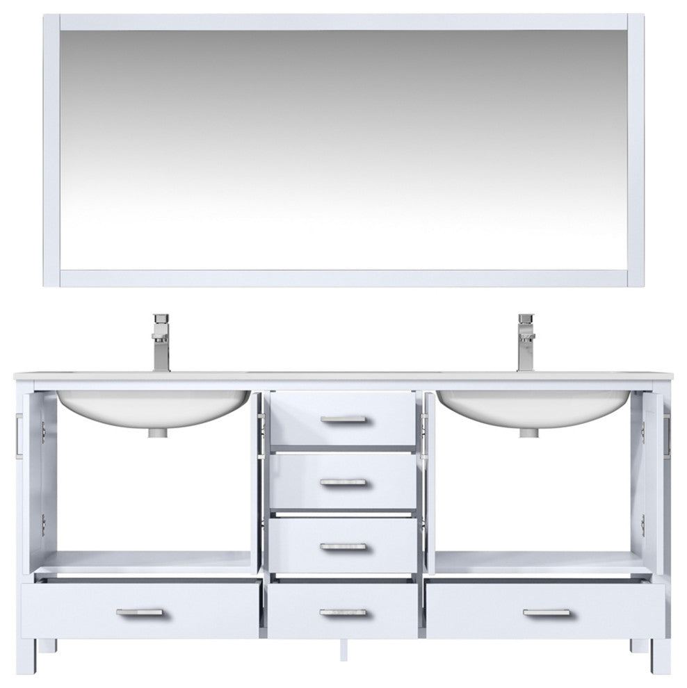 Jacques 72" White Double Vanity Set with White Carrara Marble Top