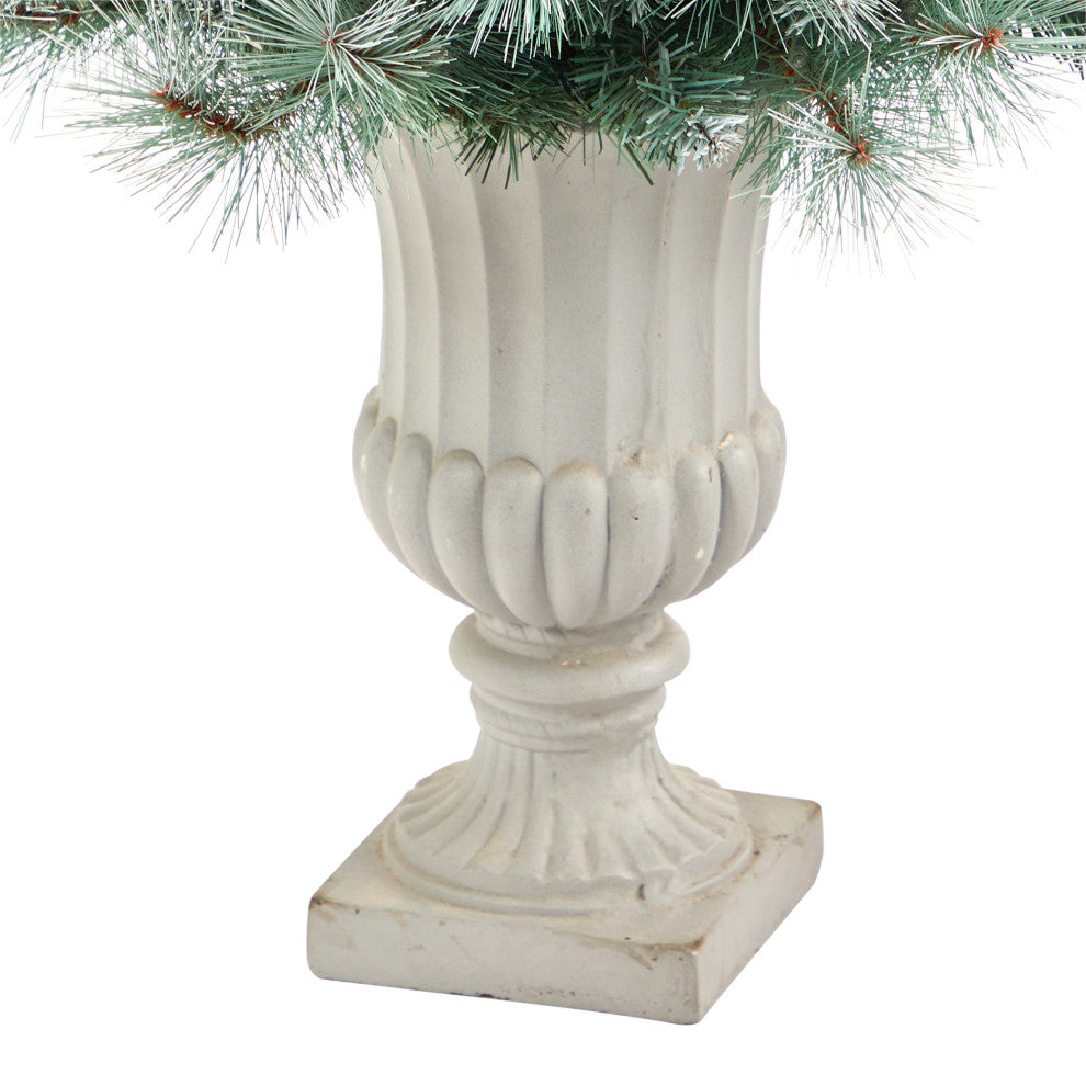 4.5' Frosted British Columbia Mountain Pine Faux Xmas Tree W/Lights, Pinecones
