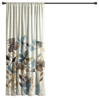 Laural Home Greige Florals Sheer Window Curtain, 95"