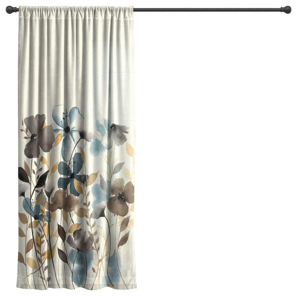 Laural Home Greige Florals Sheer Window Curtain, 95"